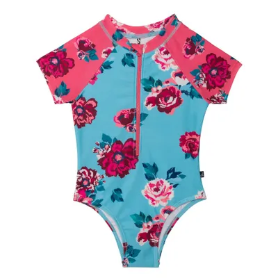 Flowers One Piece Zip Rashguard 3-6y