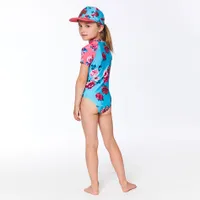 Flowers One Piece Zip Rashguard 3-6y