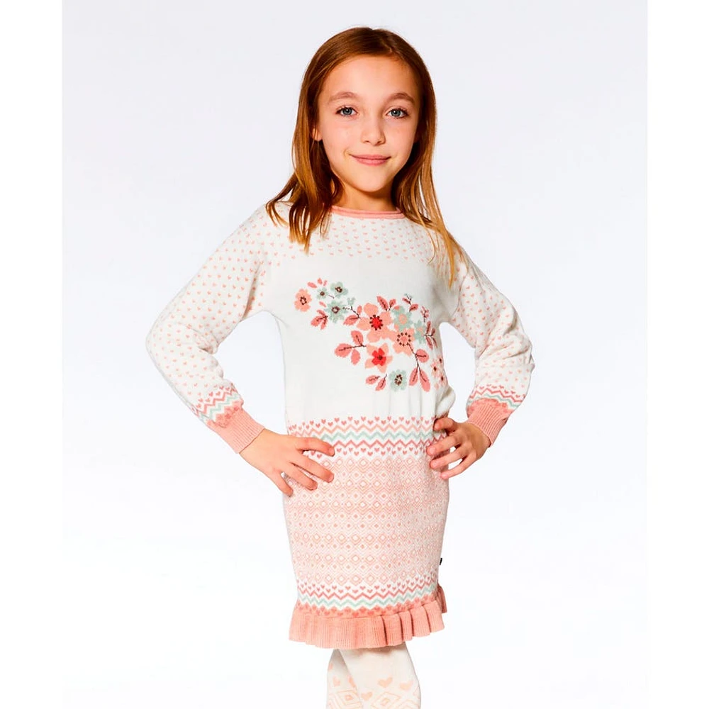 Robe Tricot Fleurs 7-10ans