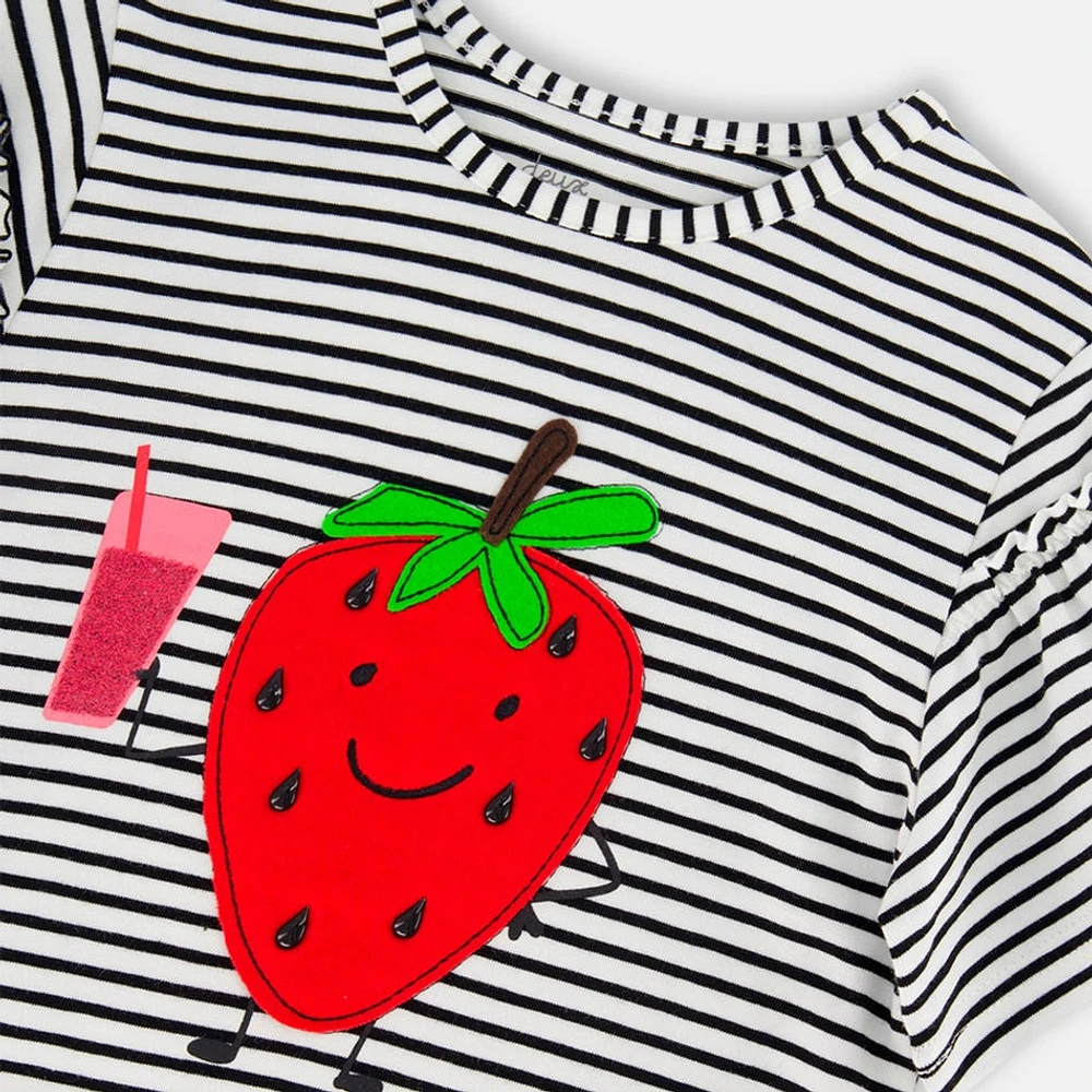 T-shirt Rayé Fraise 7-10ans