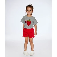 T-shirt Rayé Fraise 7-10ans