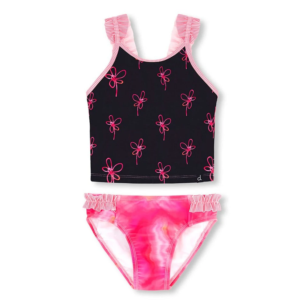 Flowers 2 Pieces UV Swimsuit 2-6y