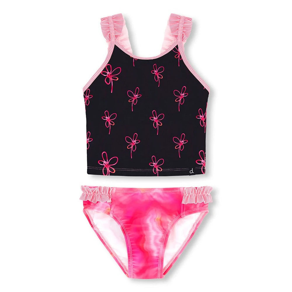 Flowers 2 Pieces UV Swimsuit 7-12y