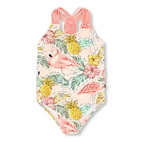 Maillot UV Une Pièce Flamant Rose 2-6ans