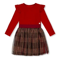 Chic Plaid Glitter Dress 3-6y