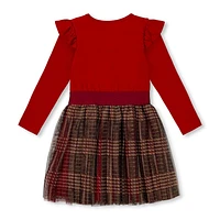 Chic Plaid Glitter Dress 3-6y