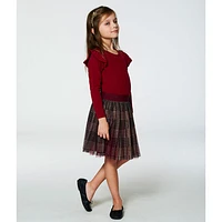 Chic Plaid Glitter Dress 7-10y