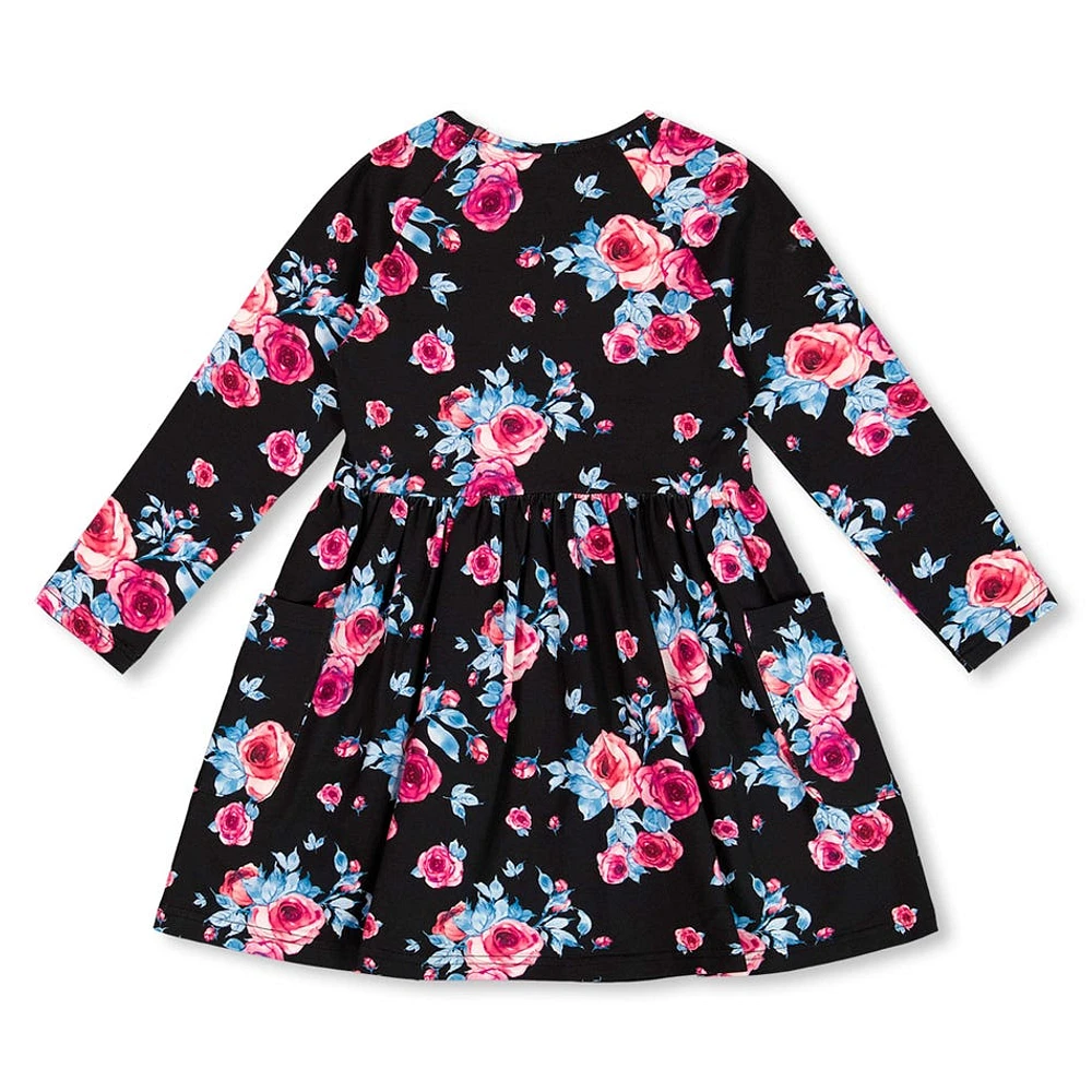 Robe Imprimée Roses 3-6ans