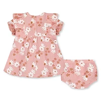 Flowers Pink Dress 3-24m