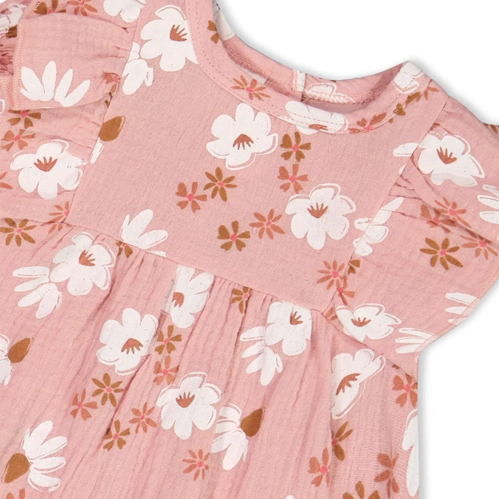 Robe Rose Fleurs 3-24mois