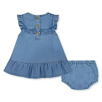 Flowers Denim Dress 3-24m