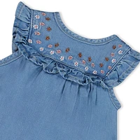 Flowers Denim Dress 3-24m