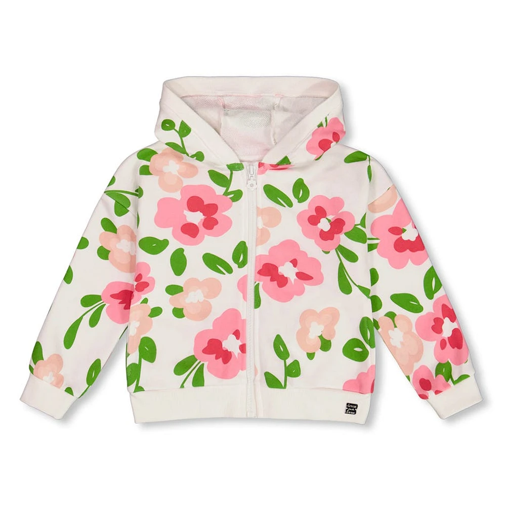 Birds Big Flowers Hoodie 3-6y