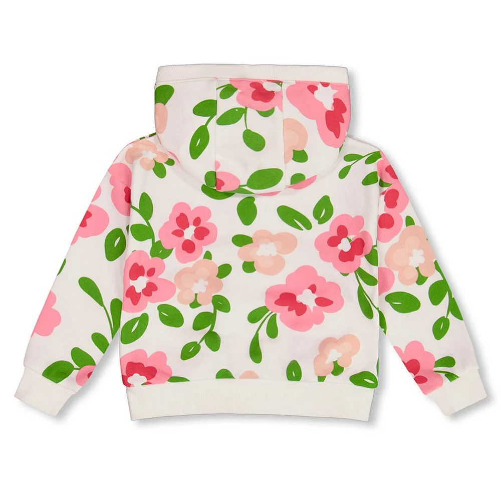 Birds Big Flowers Hoodie 3-6y