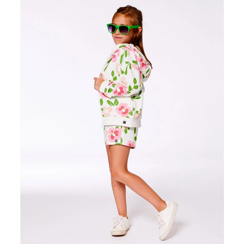 Birds Big Flowers Hoodie 3-6y