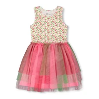 Birds Flowers Dress 7-10y