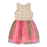 Birds Flowers Dress 7-10y