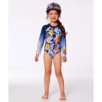 Flowers One  Piece Swimsuit 2-6y