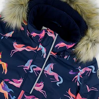 Unicorn Print Snowsuit 2-6y