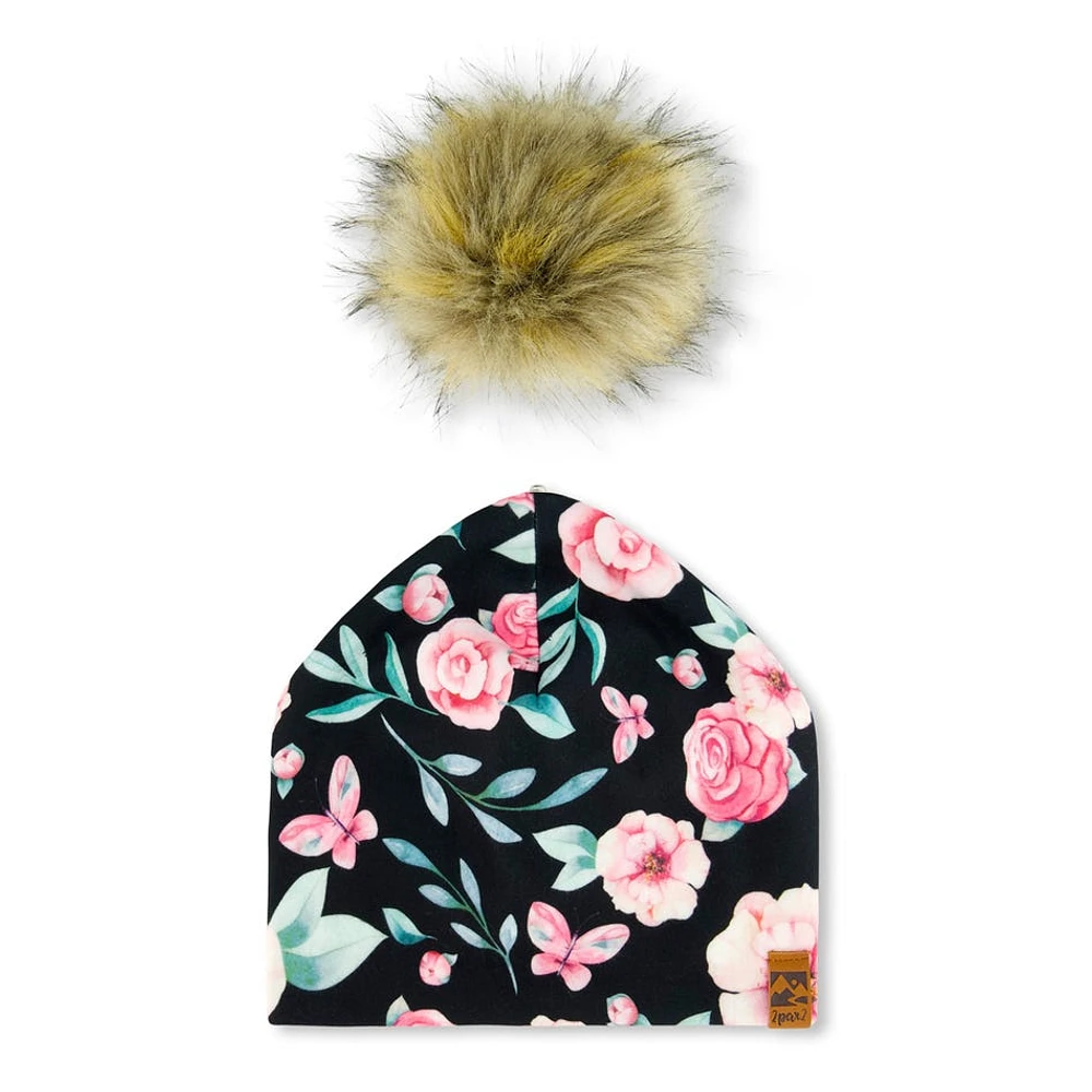 Tuque Pompon Roses 2-14ans