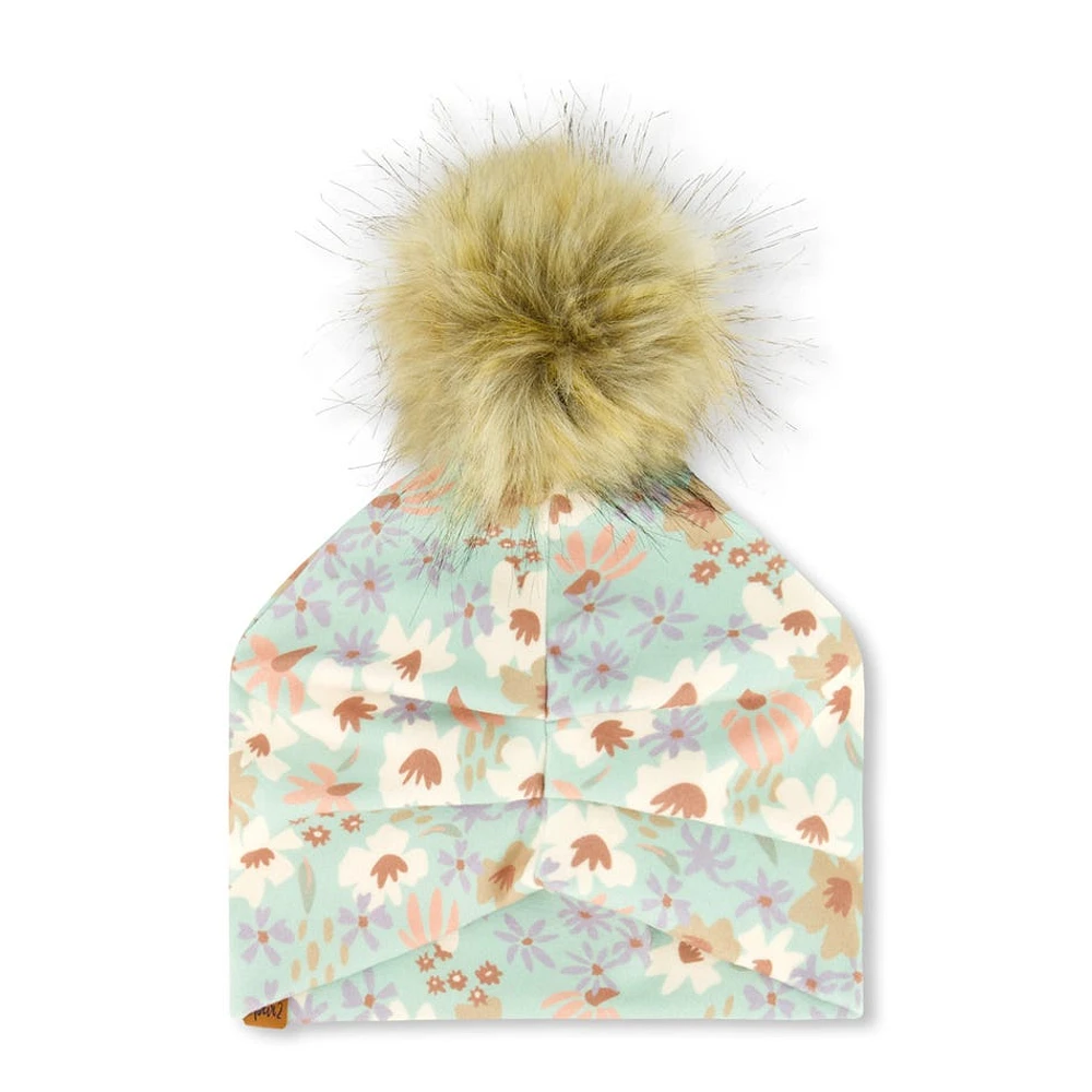 Tuque Pompon Fleurs 2-14ans