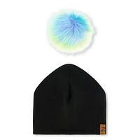 Black Pompom Hat 2-14y