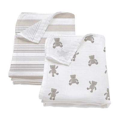 Muslin Swaddles 2-pack - Bear