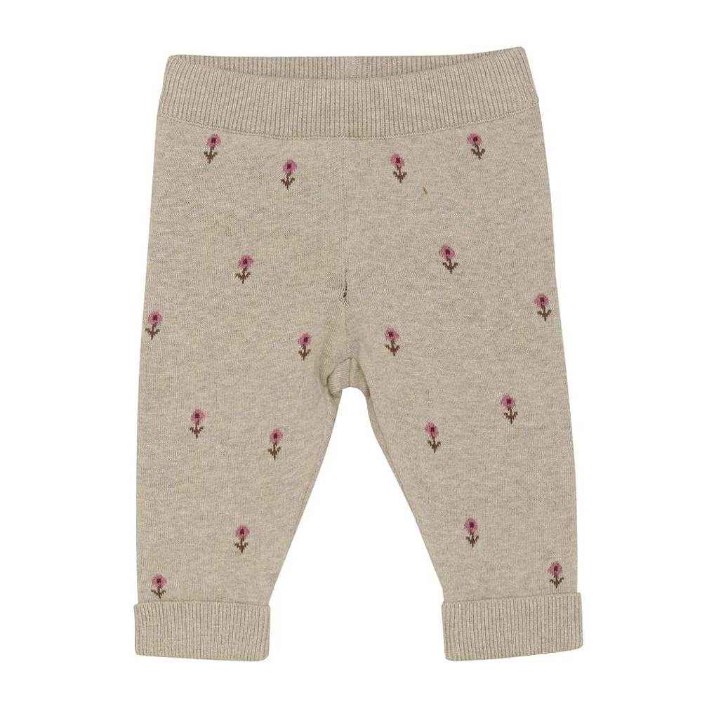 Pantalon Tricot Fleurs 3-24mois