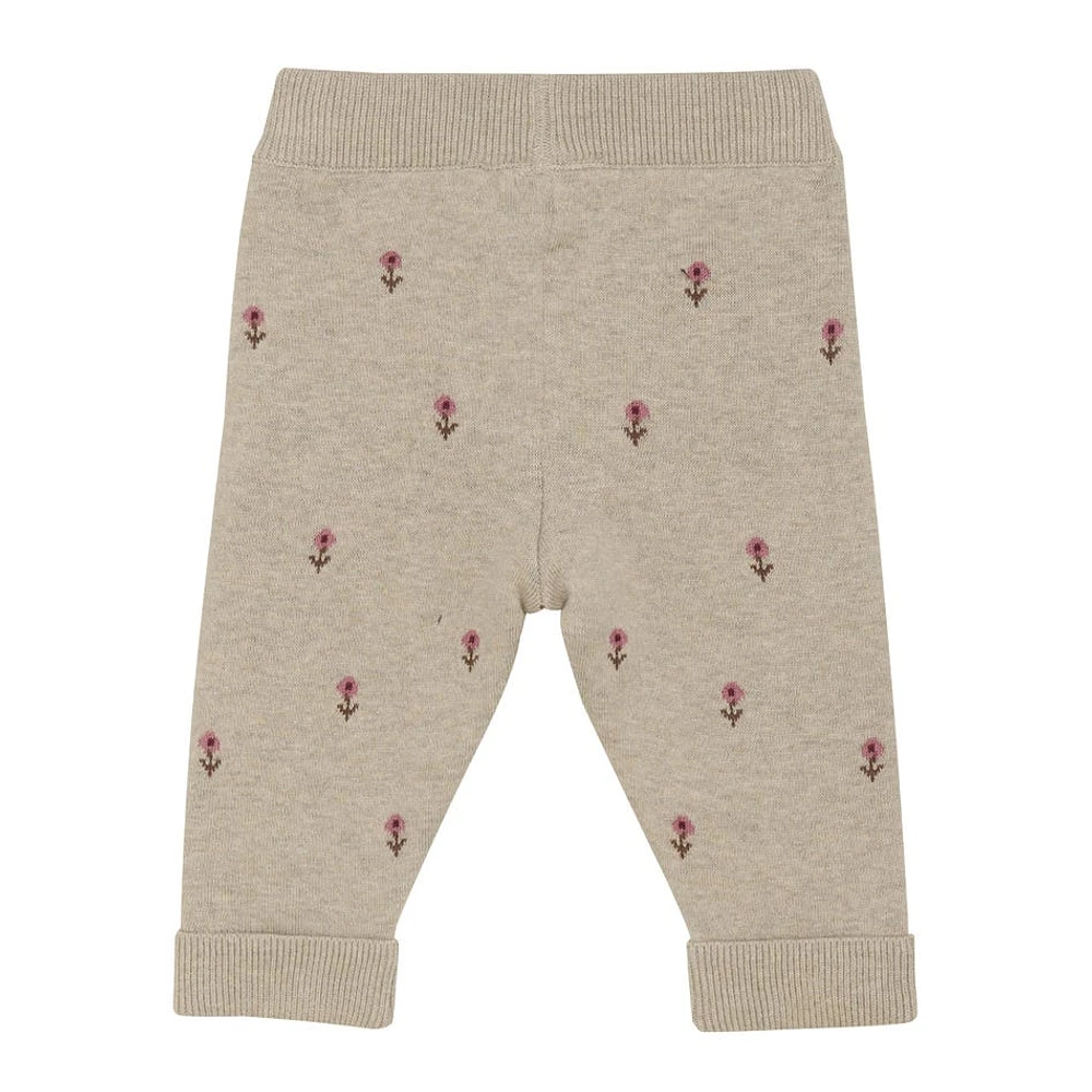 Pantalon Tricot Fleurs 3-24mois