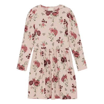 Robe Imprimée Fleur Côtelé 3-8ans