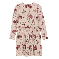 Rib Flower AOP Dress 3-8y