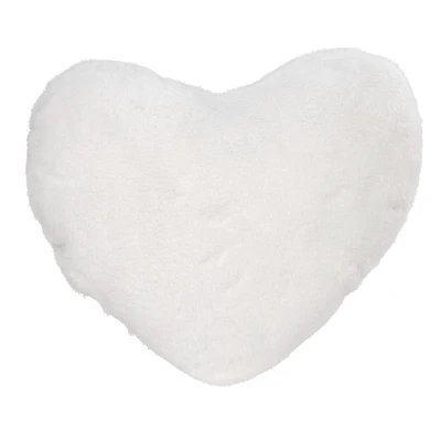 Coussin Coeur Blanc en Peluche