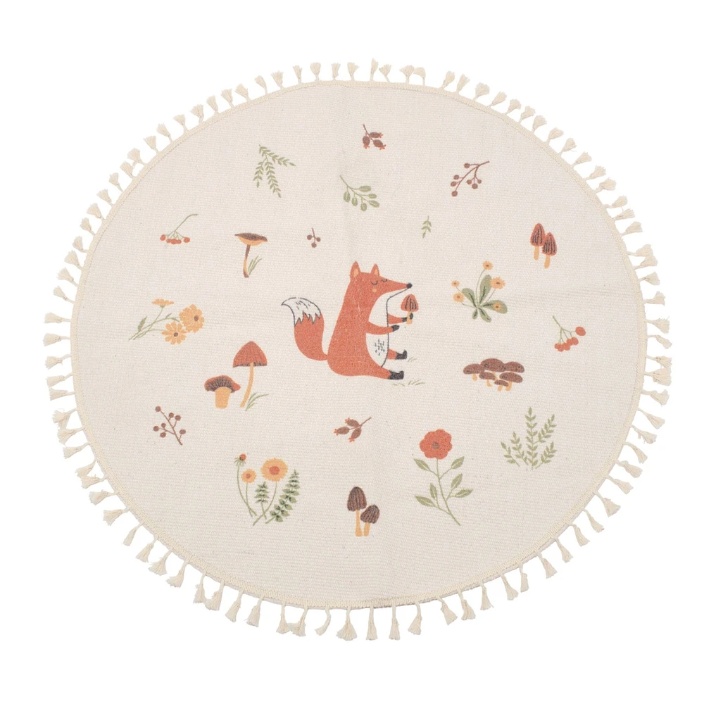 Round Rug with Fox Pattern