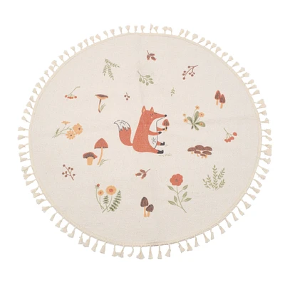 Round Rug with Fox Pattern