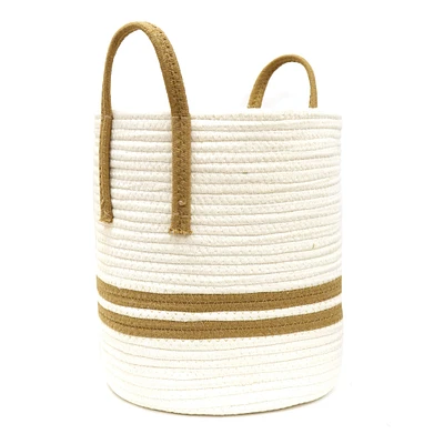 Ivory Basket With Stripes