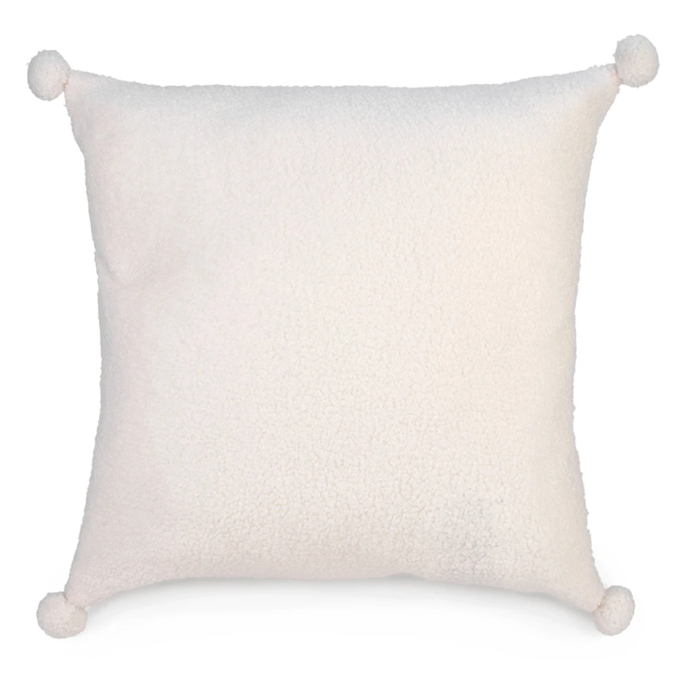 Cushion White Pompoms