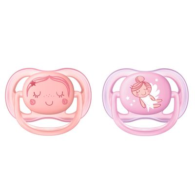 Fairy 0-6m Ultra Orthodontic Pacifier 2-Pack - Pink