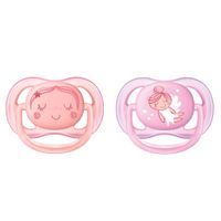 Fairy 0-6m Ultra Orthodontic Pacifier 2-Pack - Pink