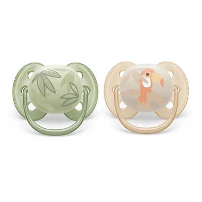 Ultra Soft Pacifier 0-6m Toucan / Green Leaves 2-pack