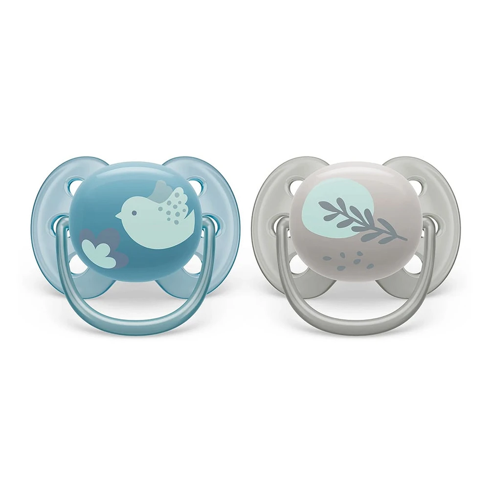 Ultra Soft Pacifier 6-18m Blue Dove / Silver Leaf 2-pack