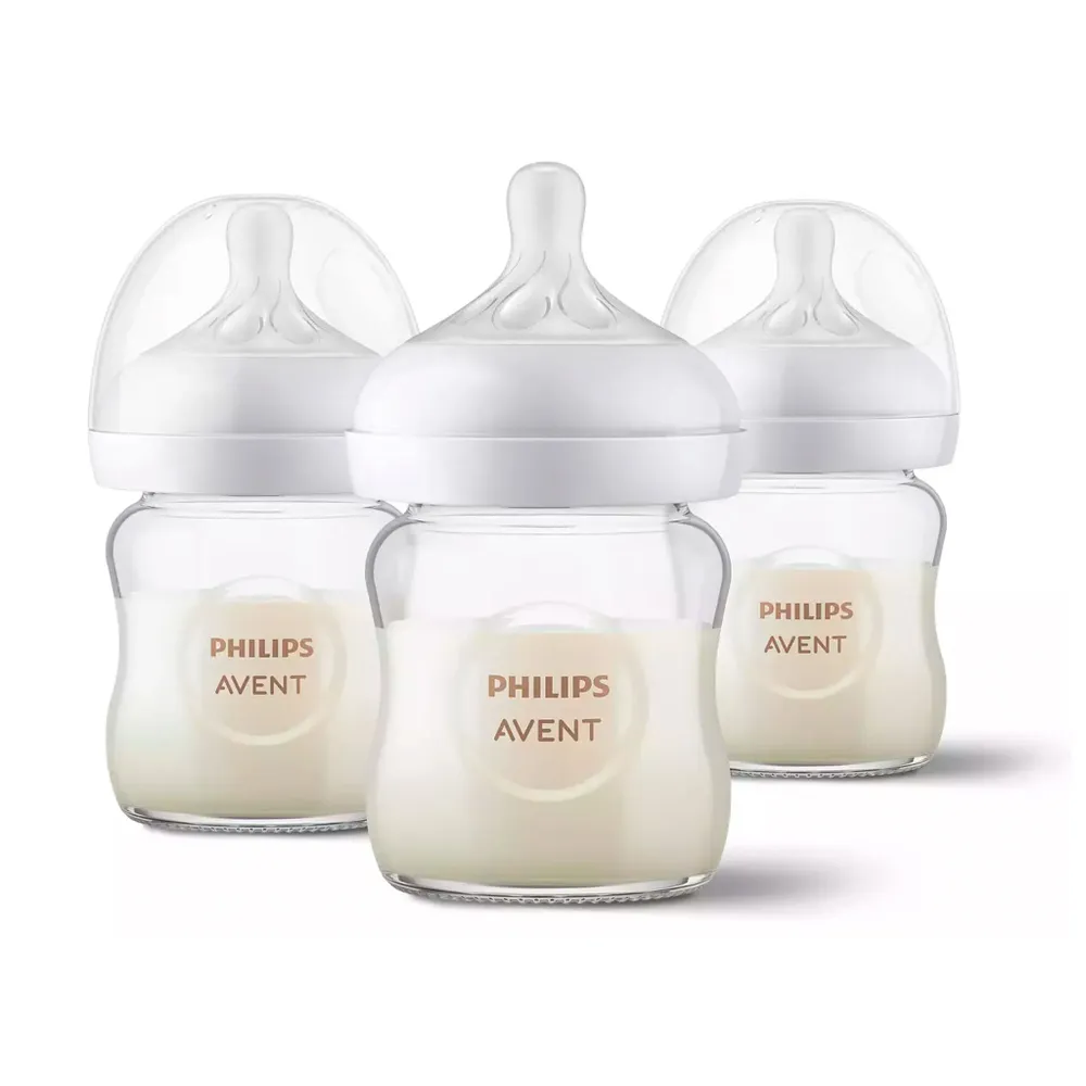 Glass Baby Bottle 4oz Natural 3-pack