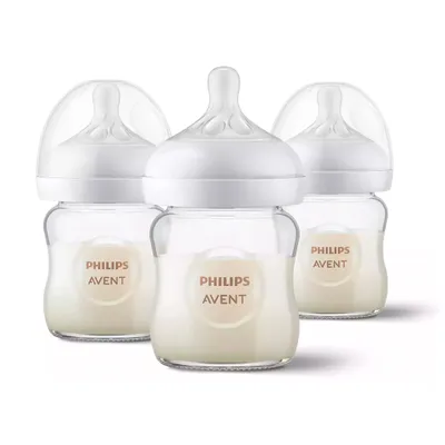 Glass Baby Bottle 4oz Natural 3-pack