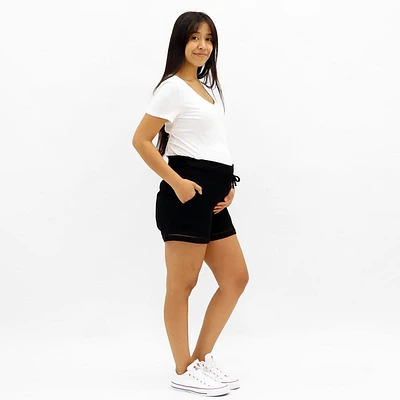 Black Maternity Linen Short