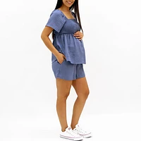 Chambray Maternity Shorts