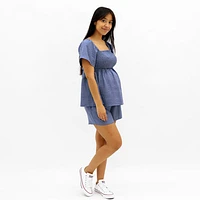 Chambray Maternity Shorts