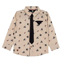 Party printed Beige Shirt 2-12y