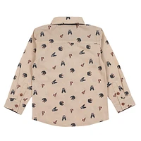 Party printed Beige Shirt 2-12y