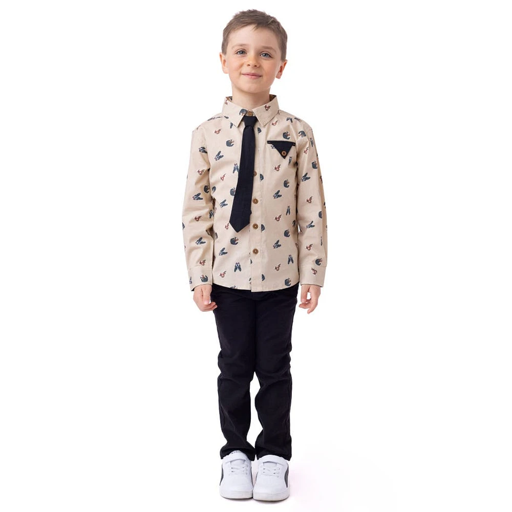 Chemise Imprimée Beige Party 2-12ans