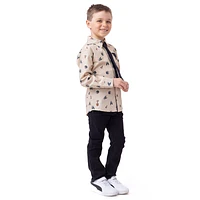 Party printed Beige Shirt 2-12y