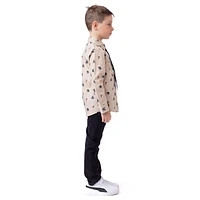 Party printed Beige Shirt 2-12y